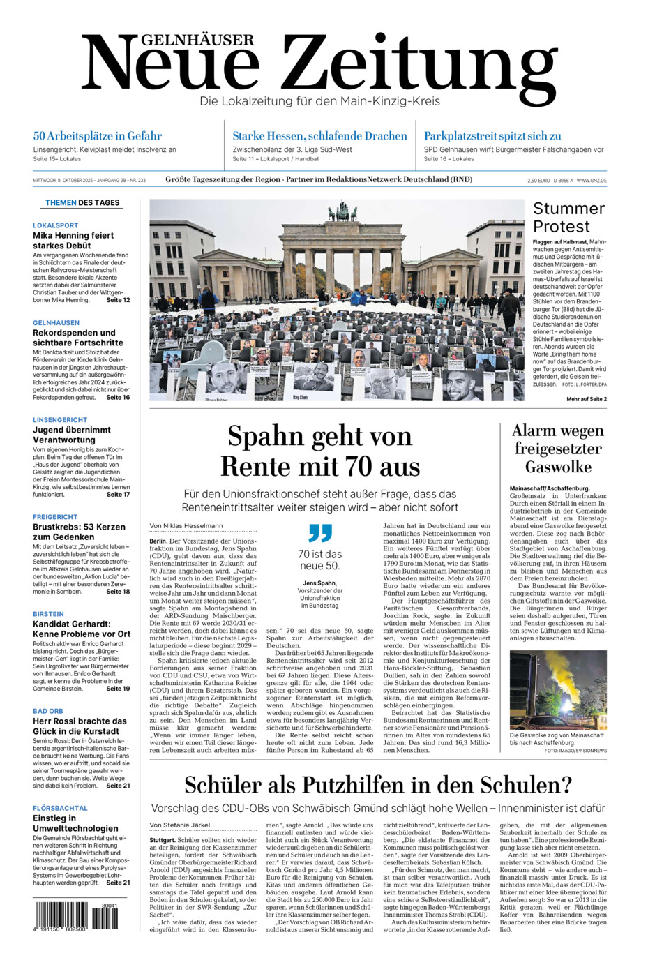 Gelnhäuser Neue Zeitung vom Mittwoch, 08.10.2025