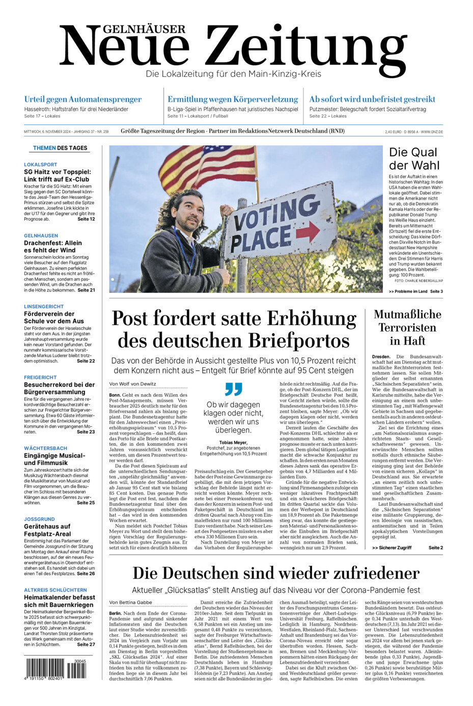 Gelnhäuser Neue Zeitung vom Mittwoch, 06.11.2024