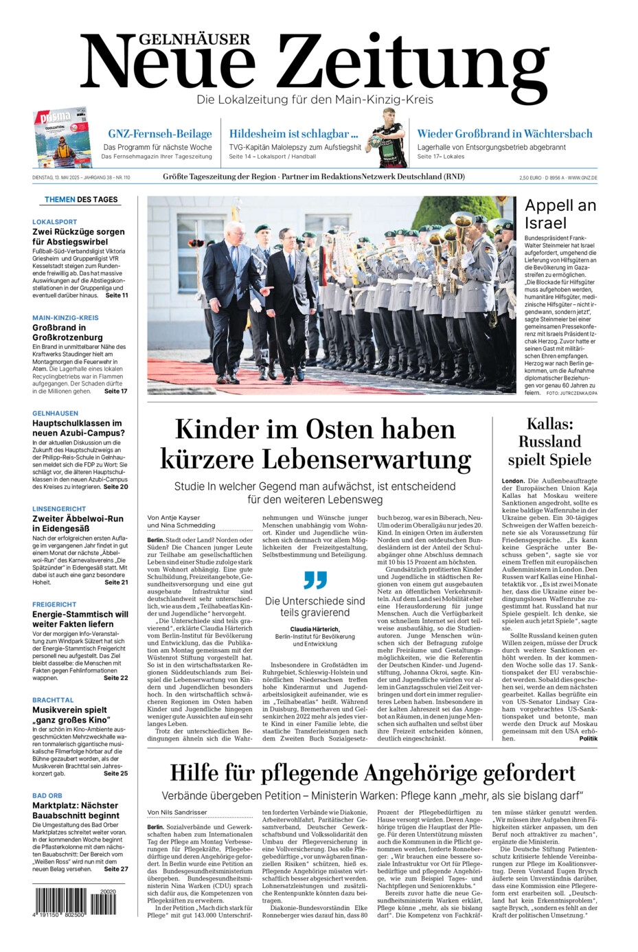 Gelnhäuser Neue Zeitung vom Dienstag, 13.05.2025