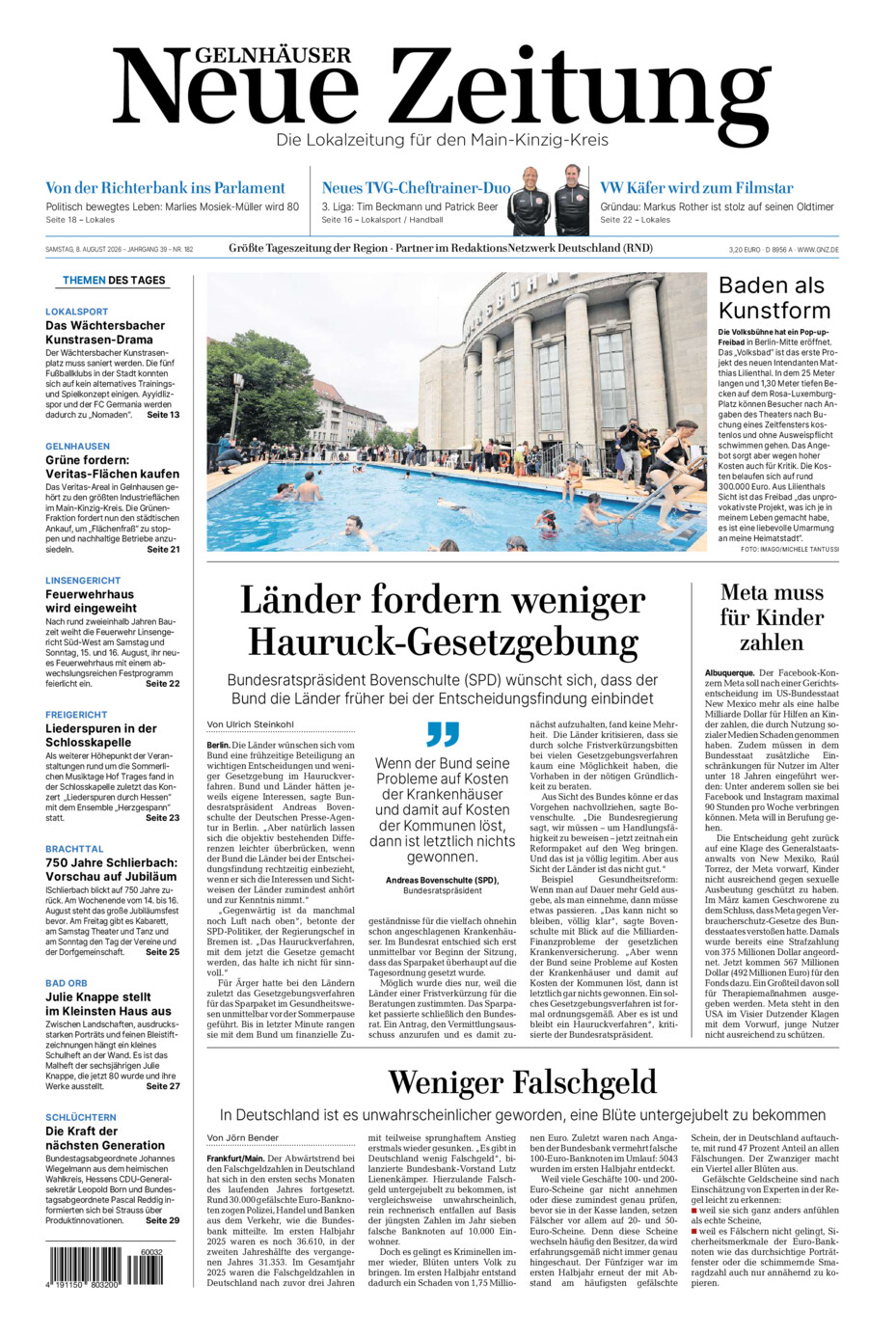 Gelnhäuser Neue Zeitung vom Samstag, 08.08.2026