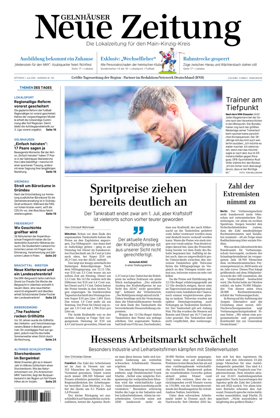 Gelnhäuser Neue Zeitung vom Mittwoch, 01.07.2026