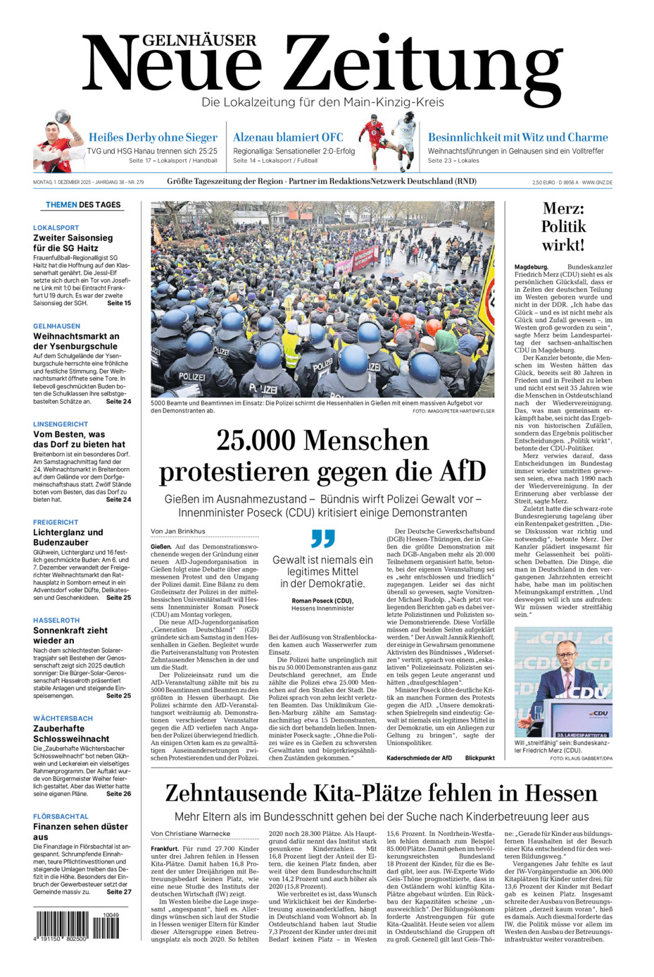 Gelnhäuser Neue Zeitung vom Montag, 01.12.2025