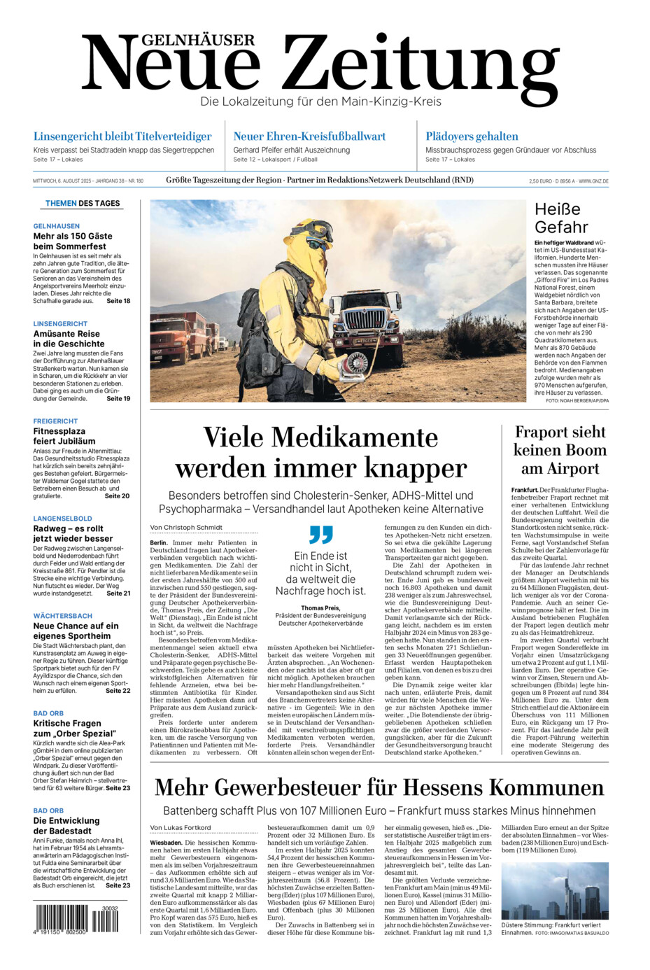 Gelnhäuser Neue Zeitung vom Mittwoch, 06.08.2025