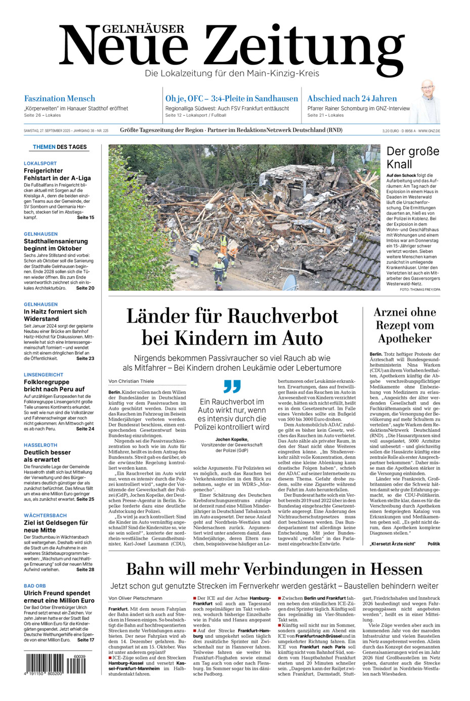 Gelnhäuser Neue Zeitung vom Samstag, 27.09.2025