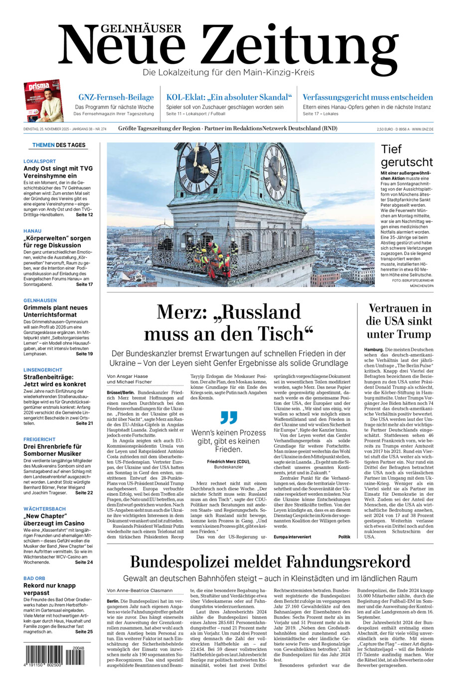 Gelnhäuser Neue Zeitung vom Dienstag, 25.11.2025