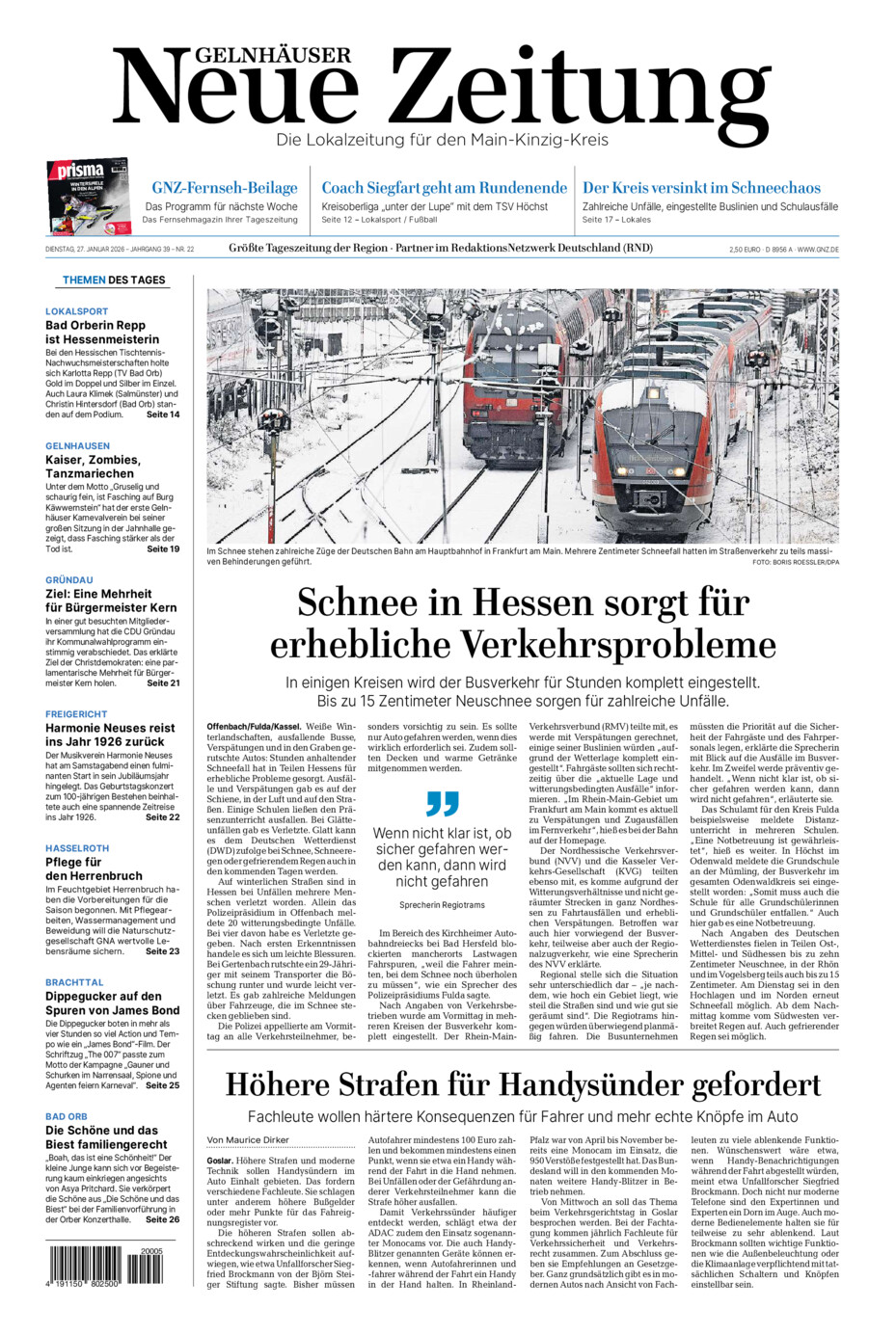 Gelnhäuser Neue Zeitung vom Dienstag, 27.01.2026