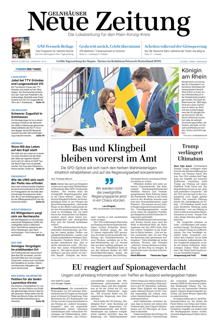 Gelnhäuser Neue Zeitung vom Dienstag, 24.03.2026