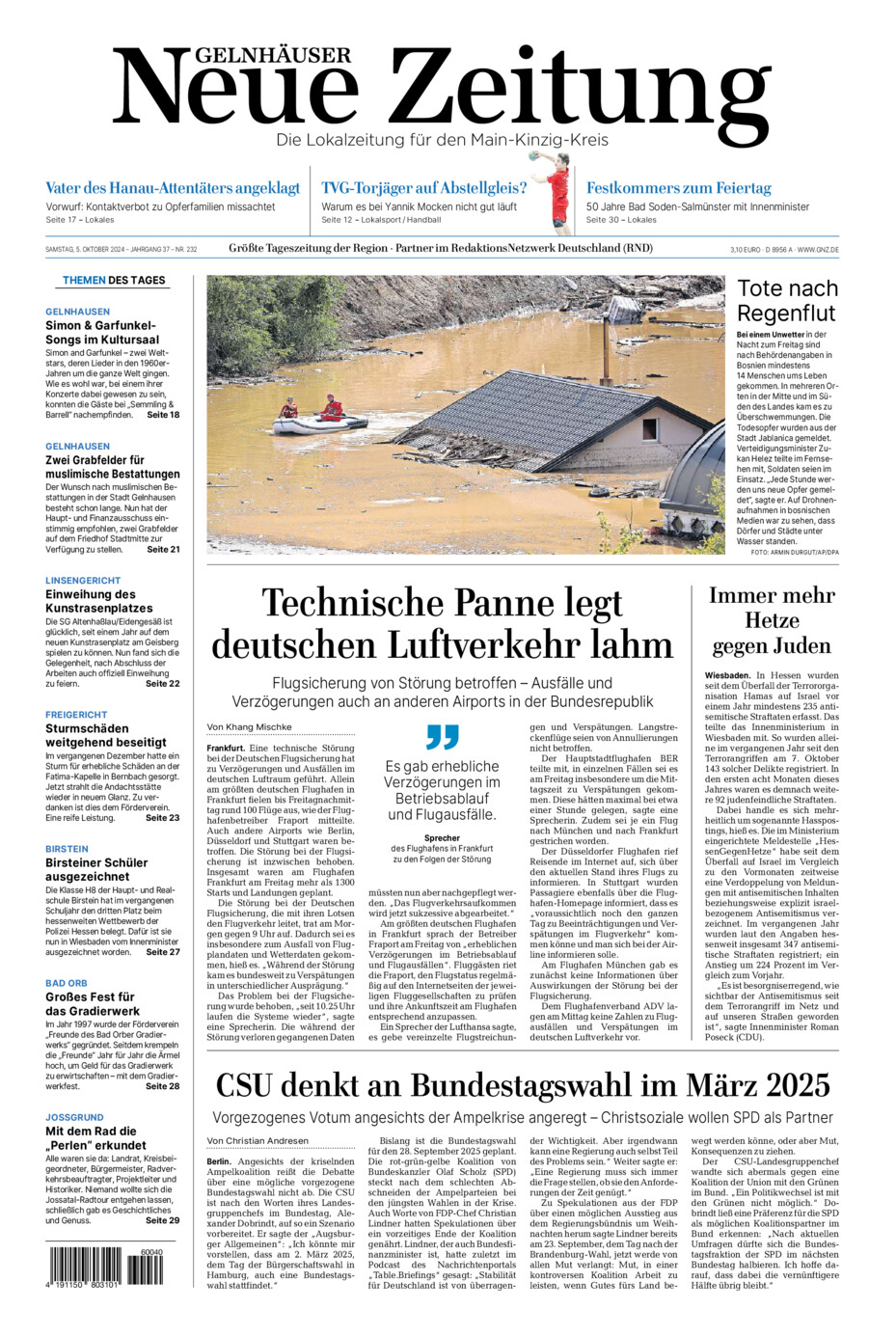 Gelnhäuser Neue Zeitung vom Samstag, 05.10.2024