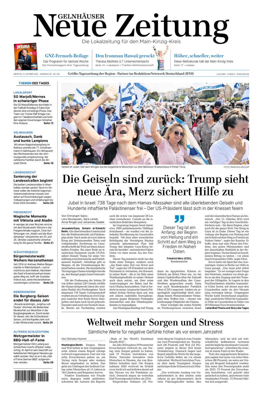 Gelnhäuser Neue Zeitung vom Dienstag, 14.10.2025