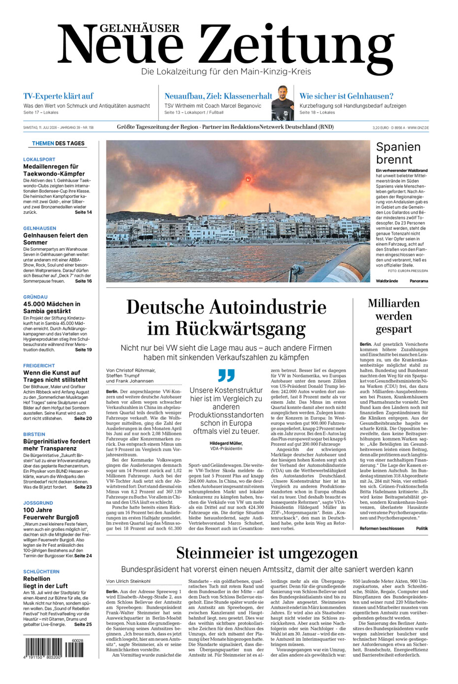Gelnhäuser Neue Zeitung vom Samstag, 11.07.2026