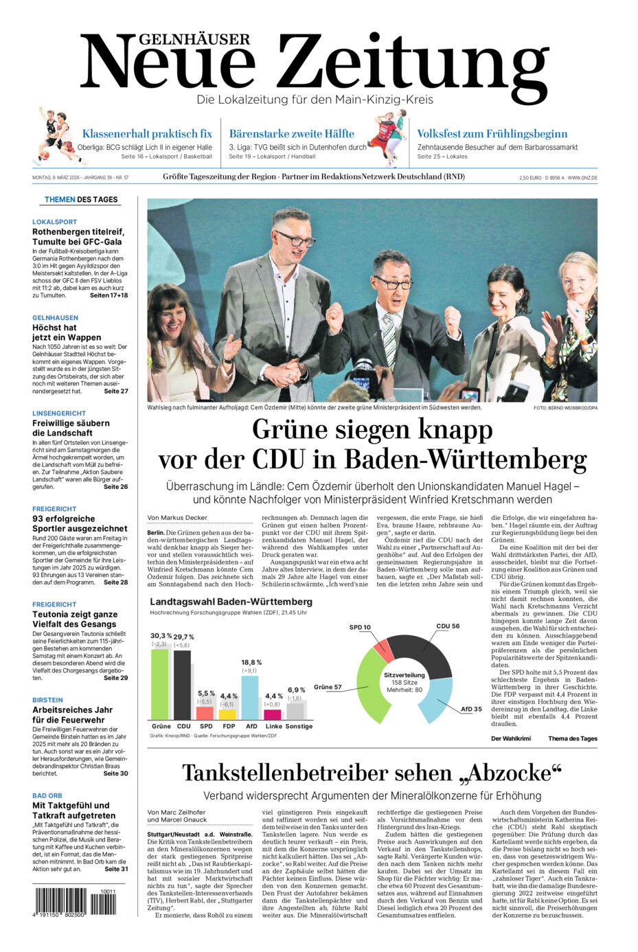 Gelnhäuser Neue Zeitung vom Montag, 09.03.2026