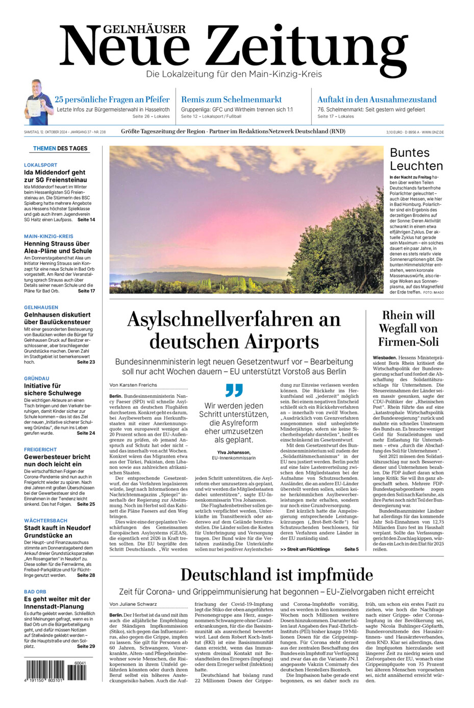 Gelnhäuser Neue Zeitung vom Samstag, 12.10.2024