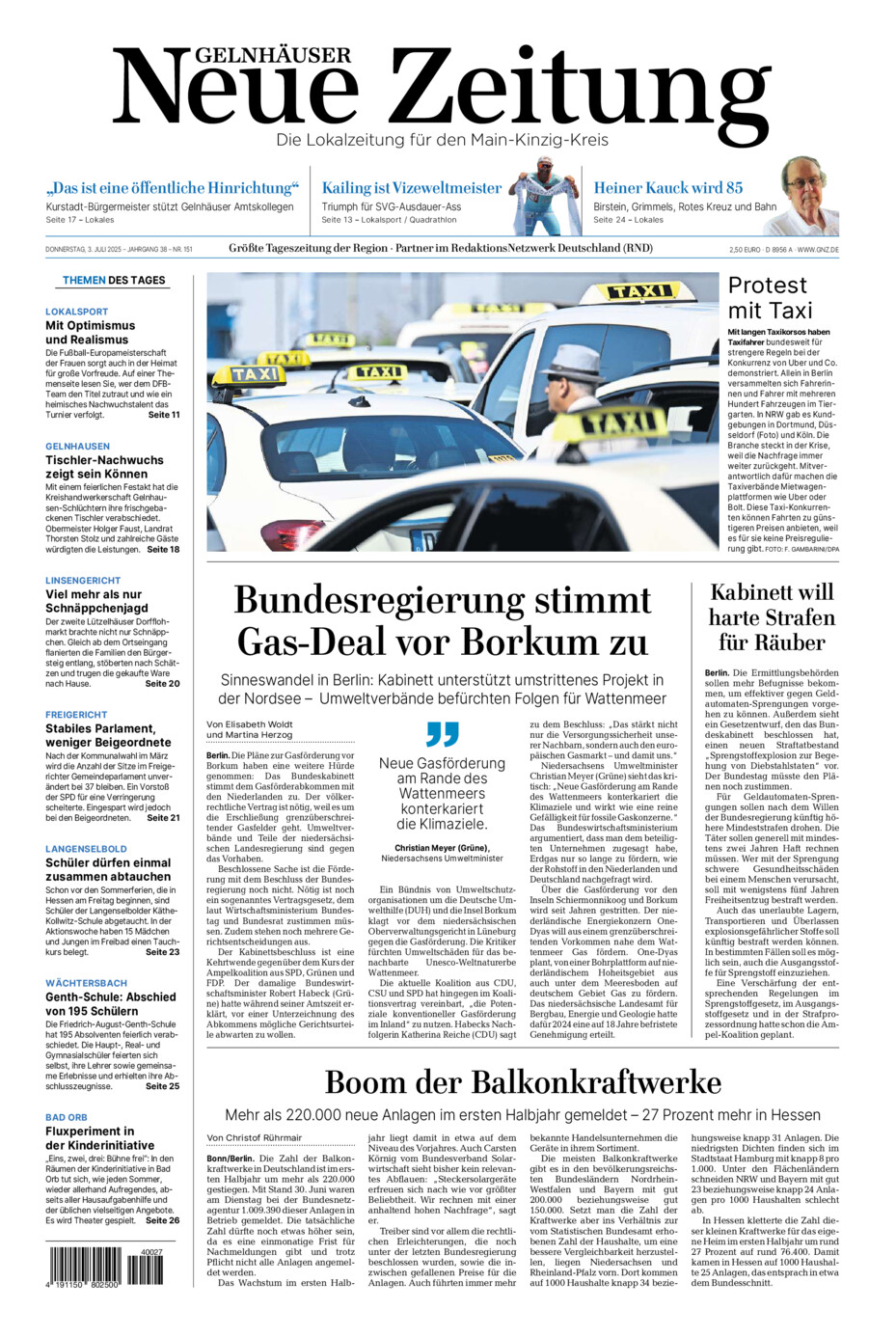 Gelnhäuser Neue Zeitung vom Donnerstag, 03.07.2025