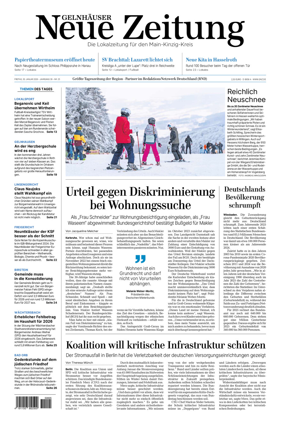 Gelnhäuser Neue Zeitung vom Freitag, 30.01.2026