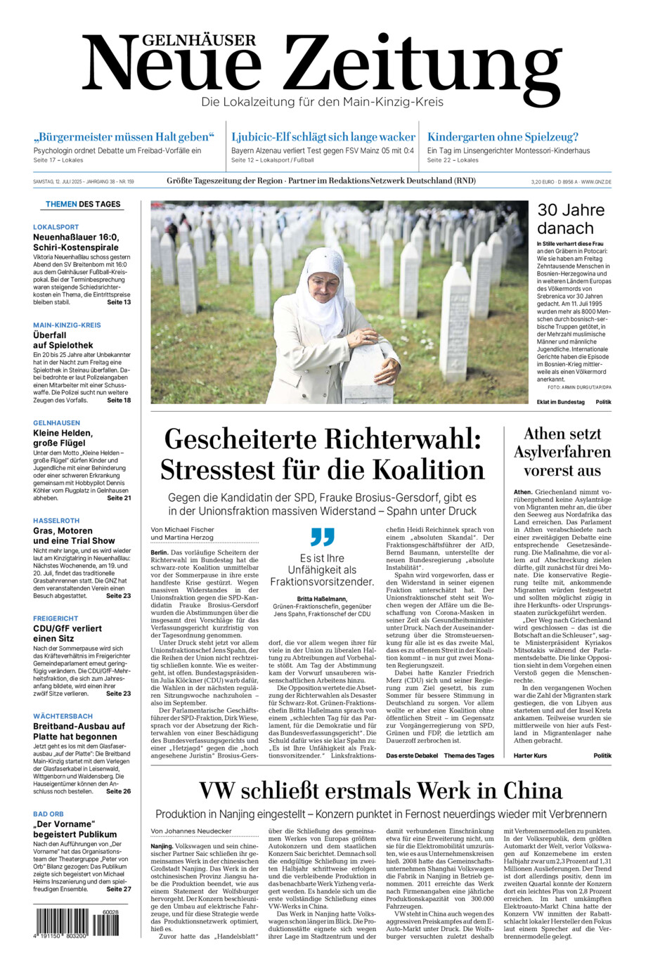 Gelnhäuser Neue Zeitung vom Samstag, 12.07.2025