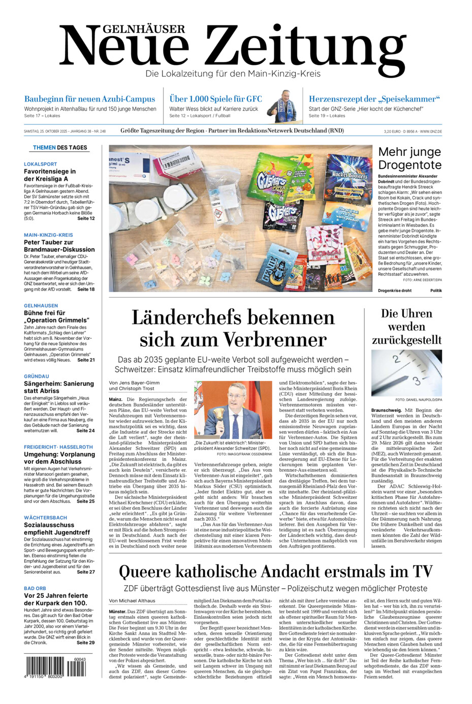 Gelnhäuser Neue Zeitung vom Samstag, 25.10.2025
