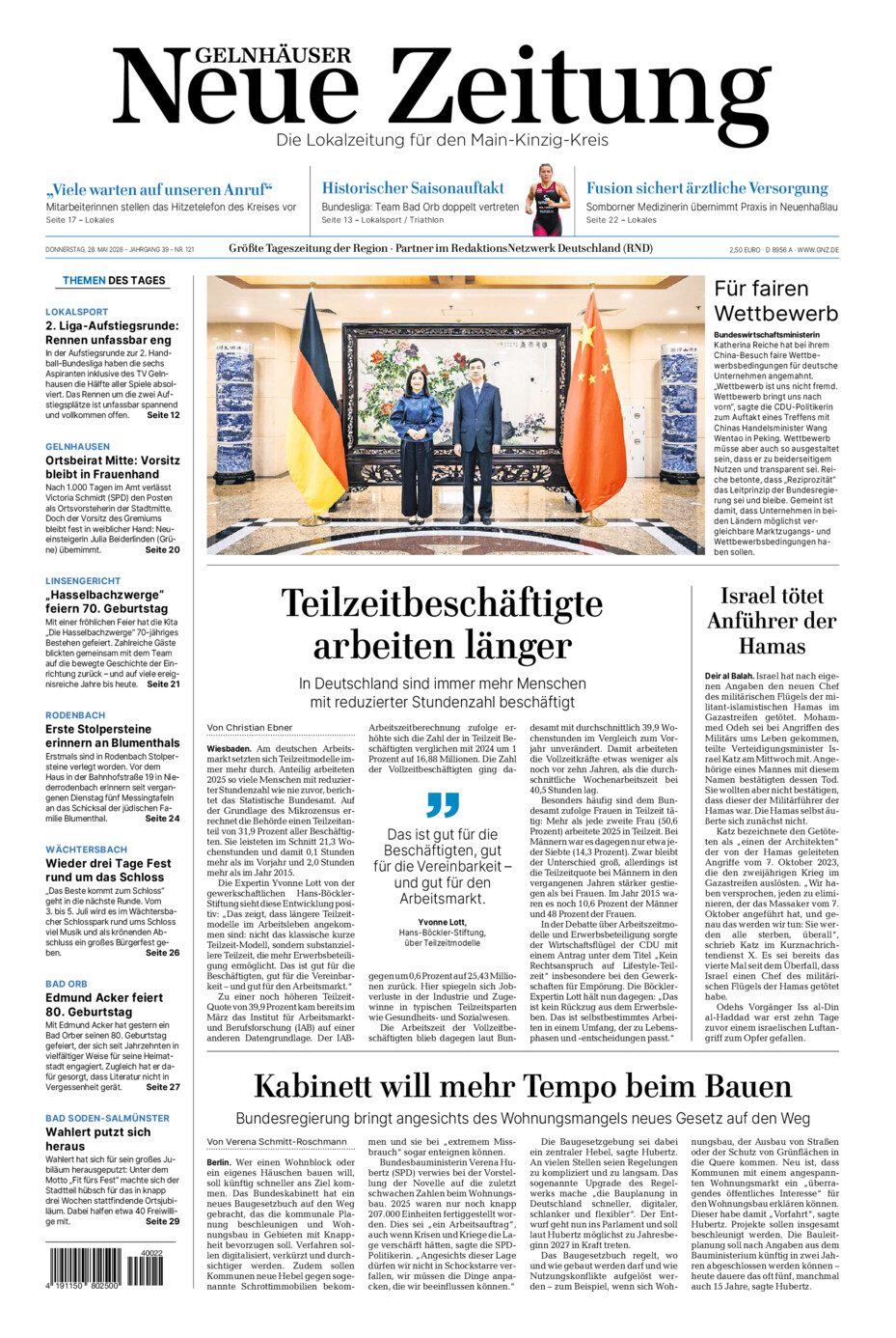 Gelnhäuser Neue Zeitung vom Donnerstag, 28.05.2026