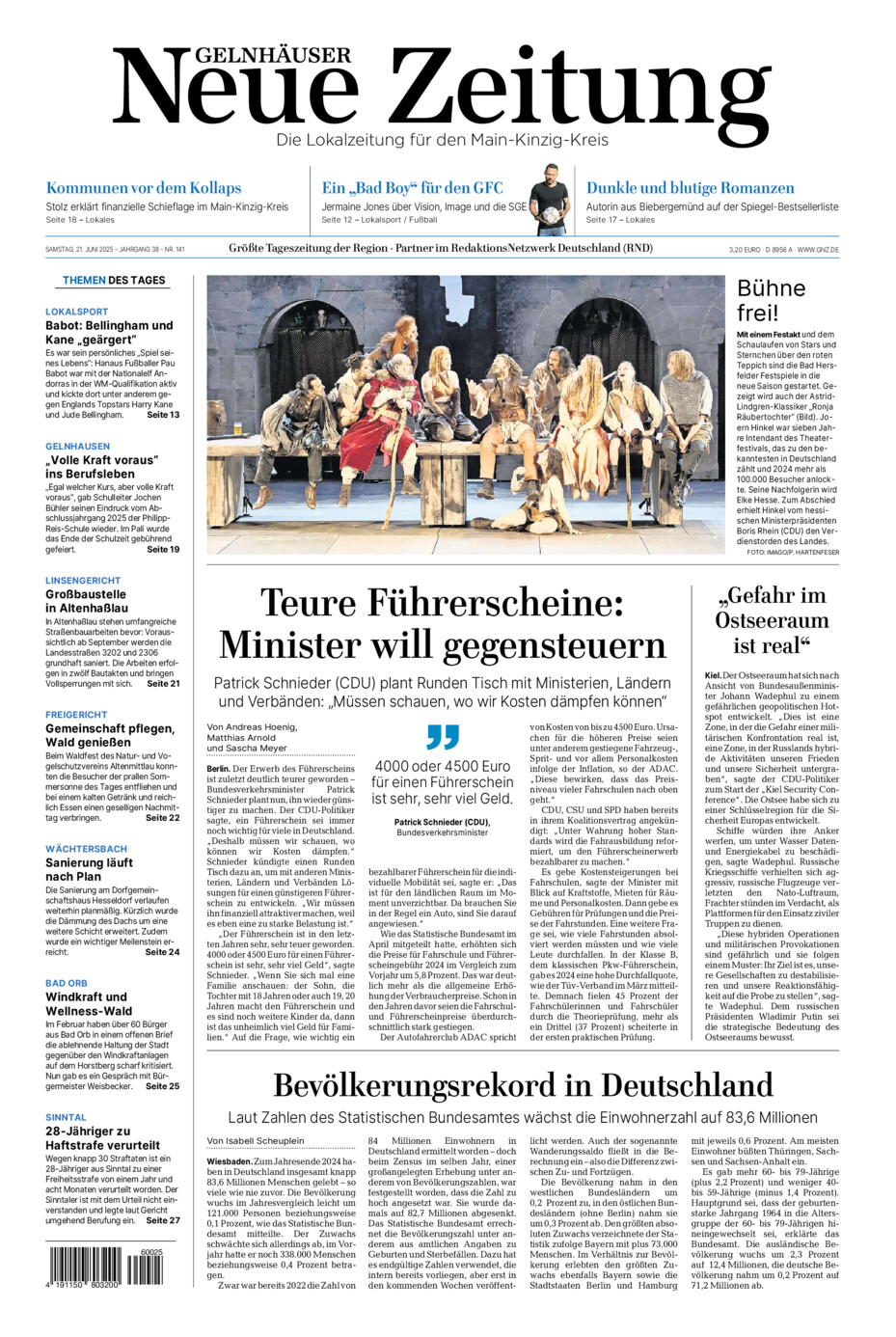 Gelnhäuser Neue Zeitung vom Samstag, 21.06.2025