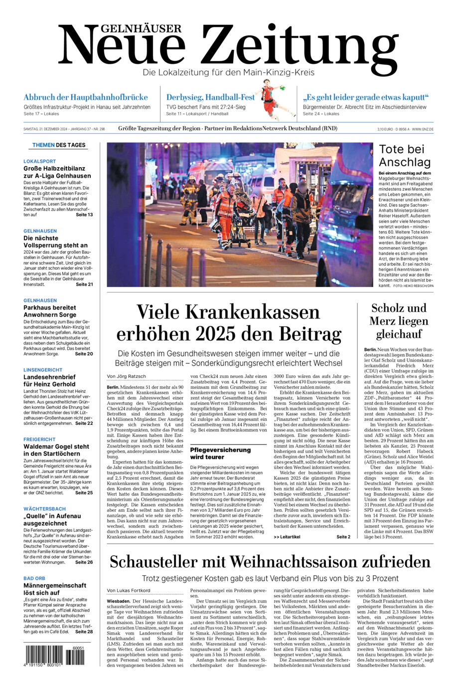 Gelnhäuser Neue Zeitung vom Samstag, 21.12.2024