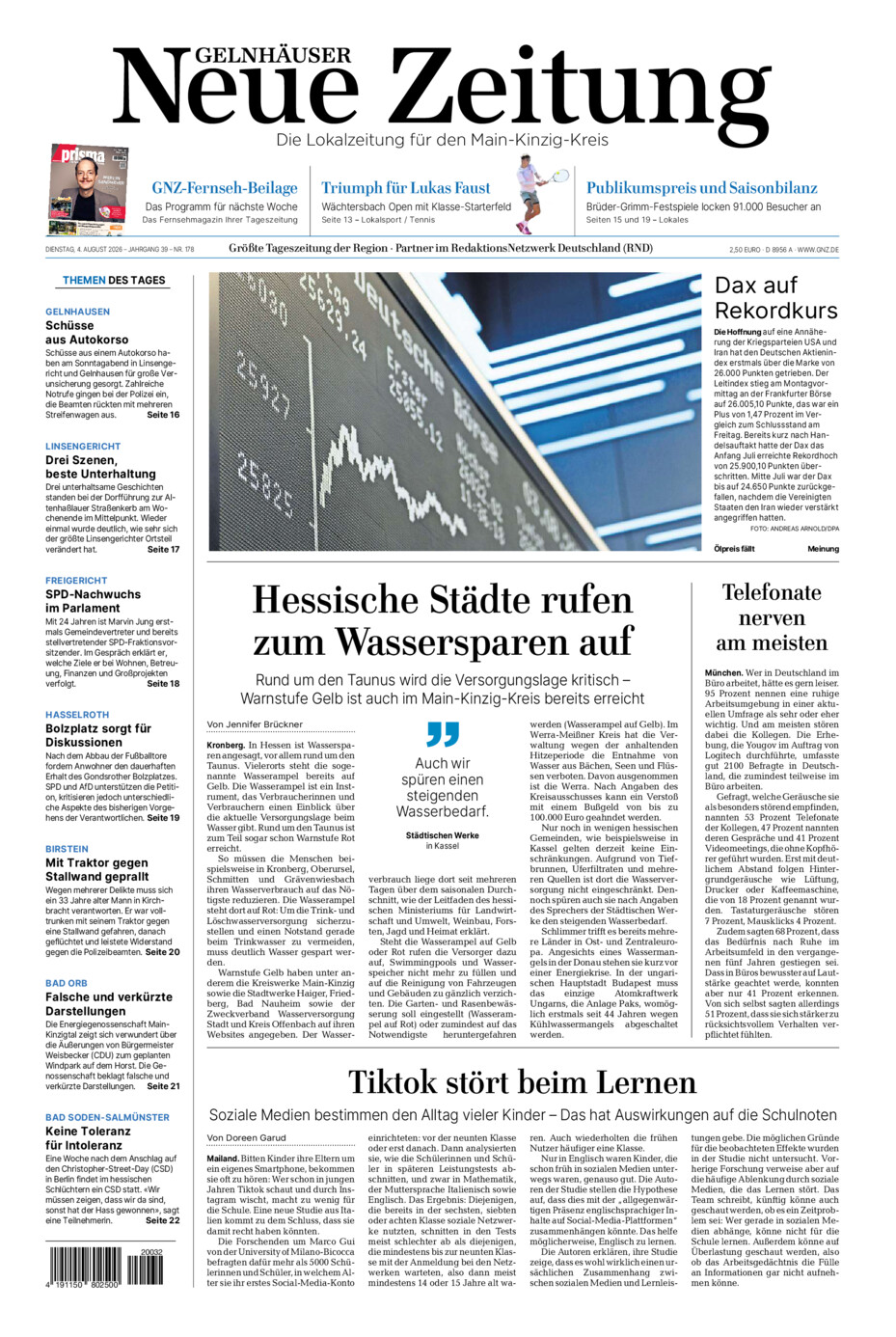 Gelnhäuser Neue Zeitung vom Dienstag, 04.08.2026