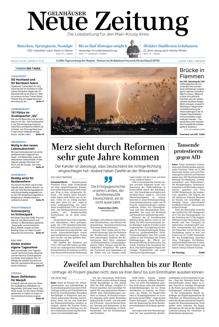 Gelnhäuser Neue Zeitung vom Montag, 06.07.2026