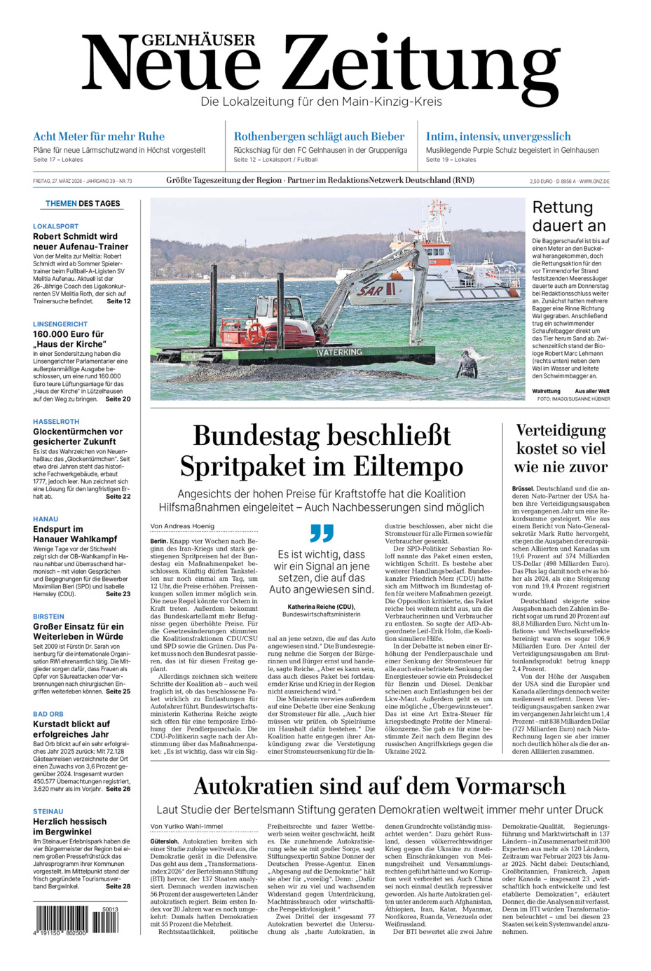 Gelnhäuser Neue Zeitung vom Freitag, 27.03.2026