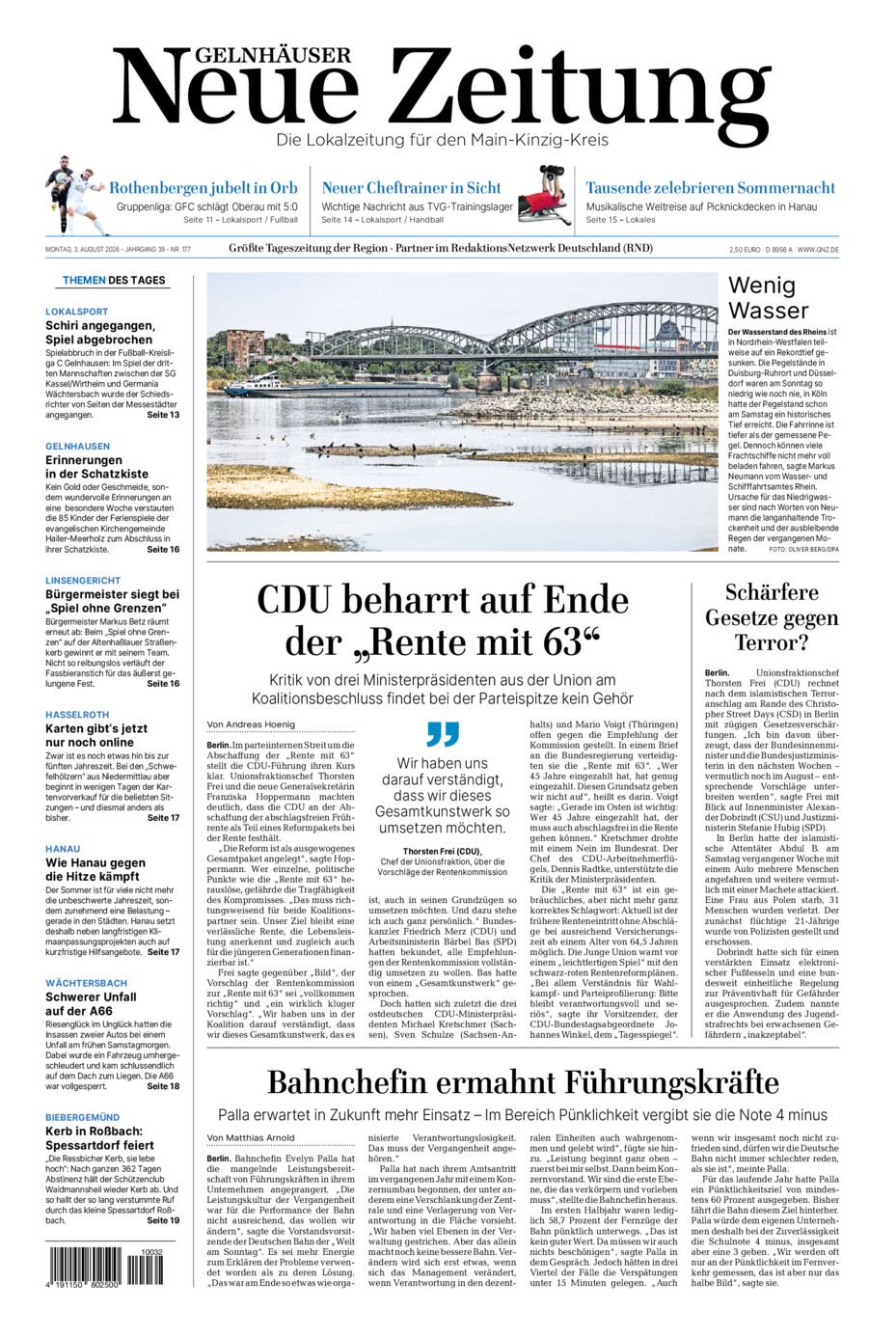 Gelnhäuser Neue Zeitung vom Montag, 03.08.2026