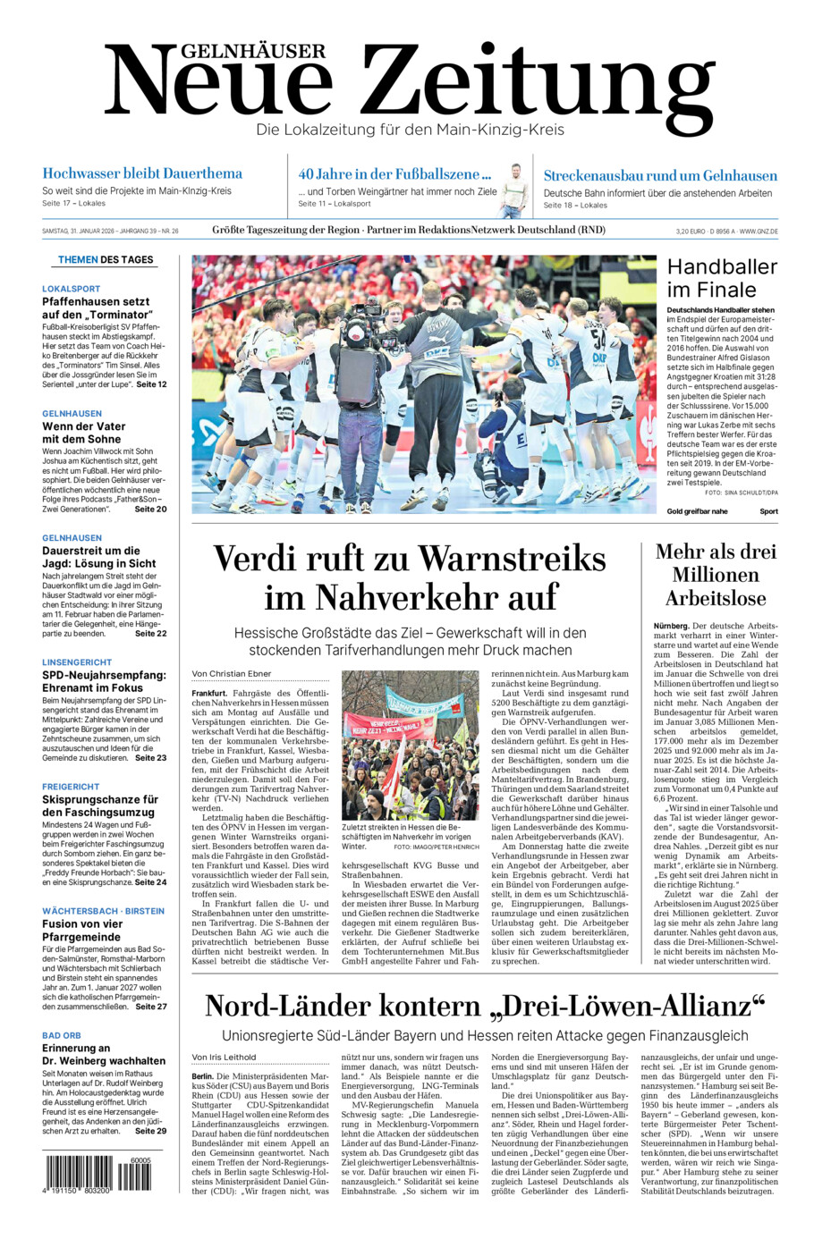 Gelnhäuser Neue Zeitung vom Samstag, 31.01.2026