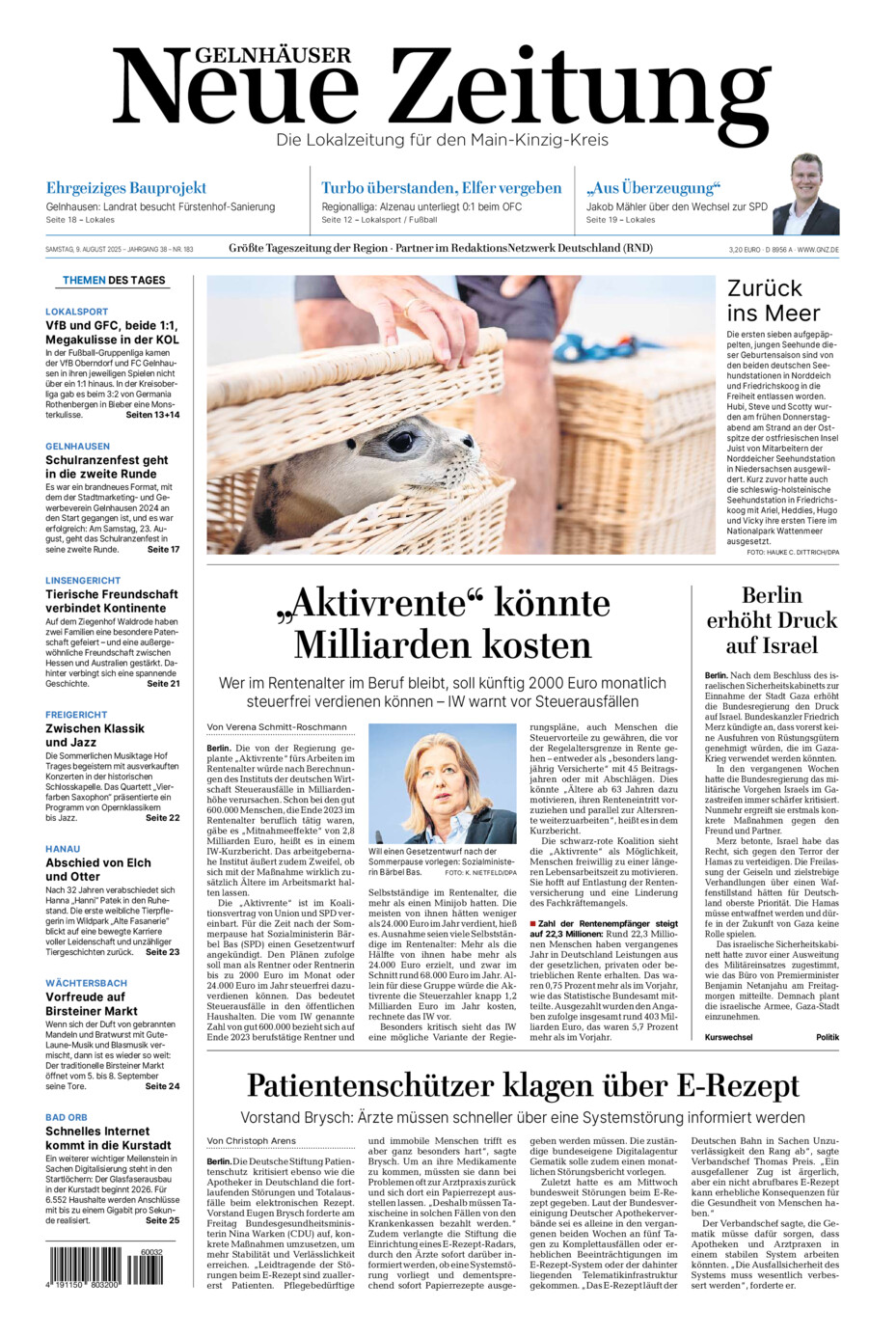 Gelnhäuser Neue Zeitung vom Samstag, 09.08.2025