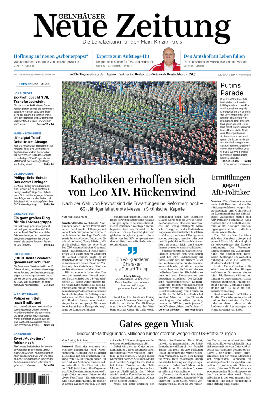 Gelnhäuser Neue Zeitung vom Samstag, 10.05.2025