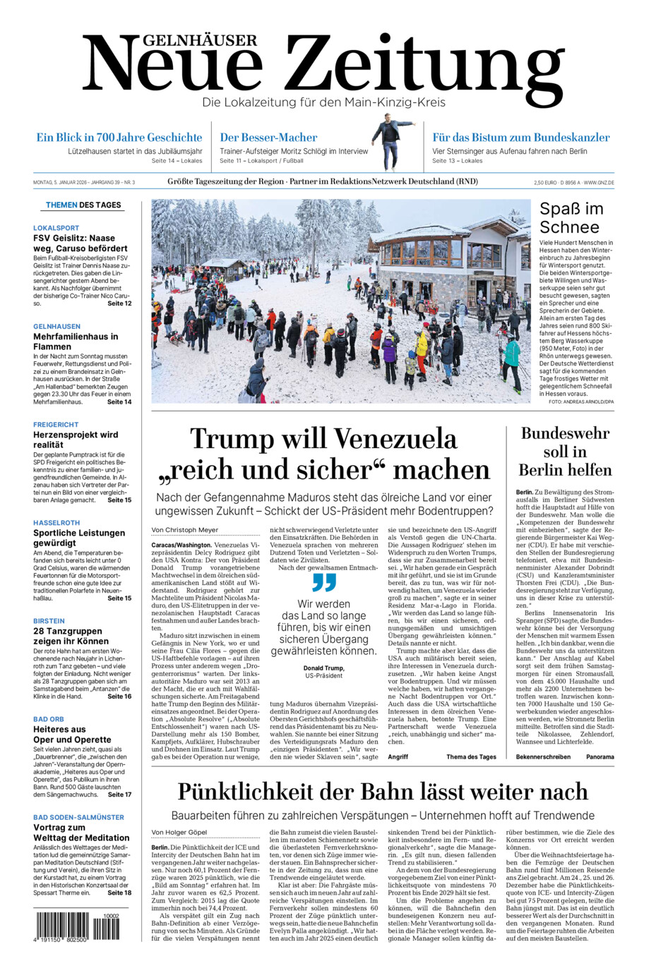 Gelnhäuser Neue Zeitung vom Montag, 05.01.2026
