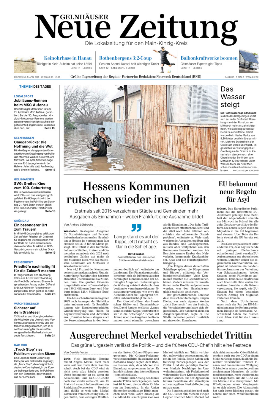 Gelnhäuser Neue Zeitung vom Donnerstag, 11.04.2024