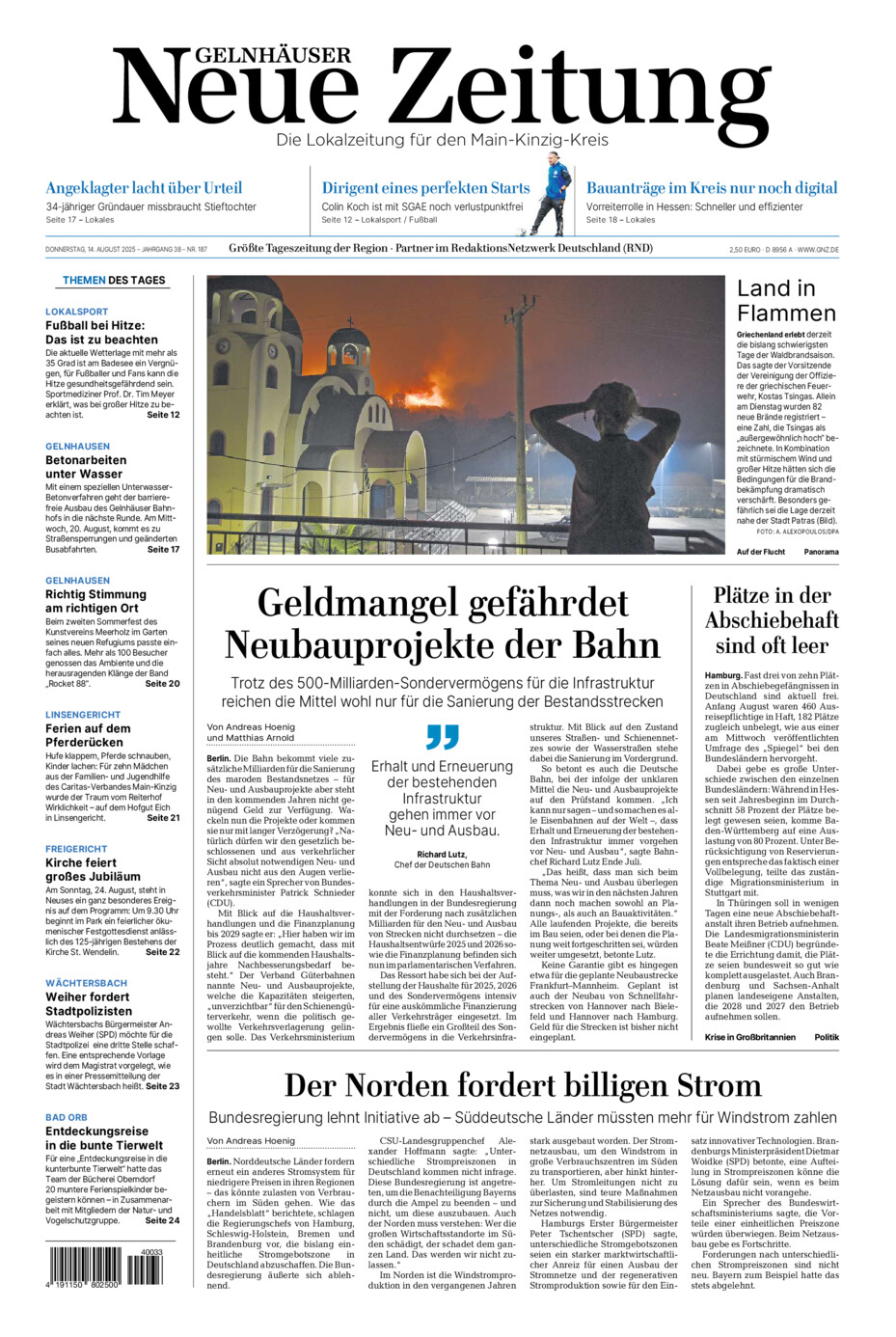 Gelnhäuser Neue Zeitung vom Donnerstag, 14.08.2025