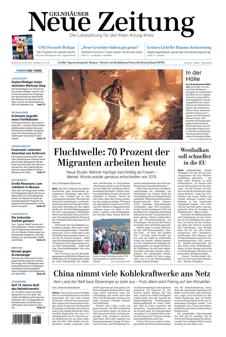Gelnhäuser Neue Zeitung vom Dienstag, 26.08.2025