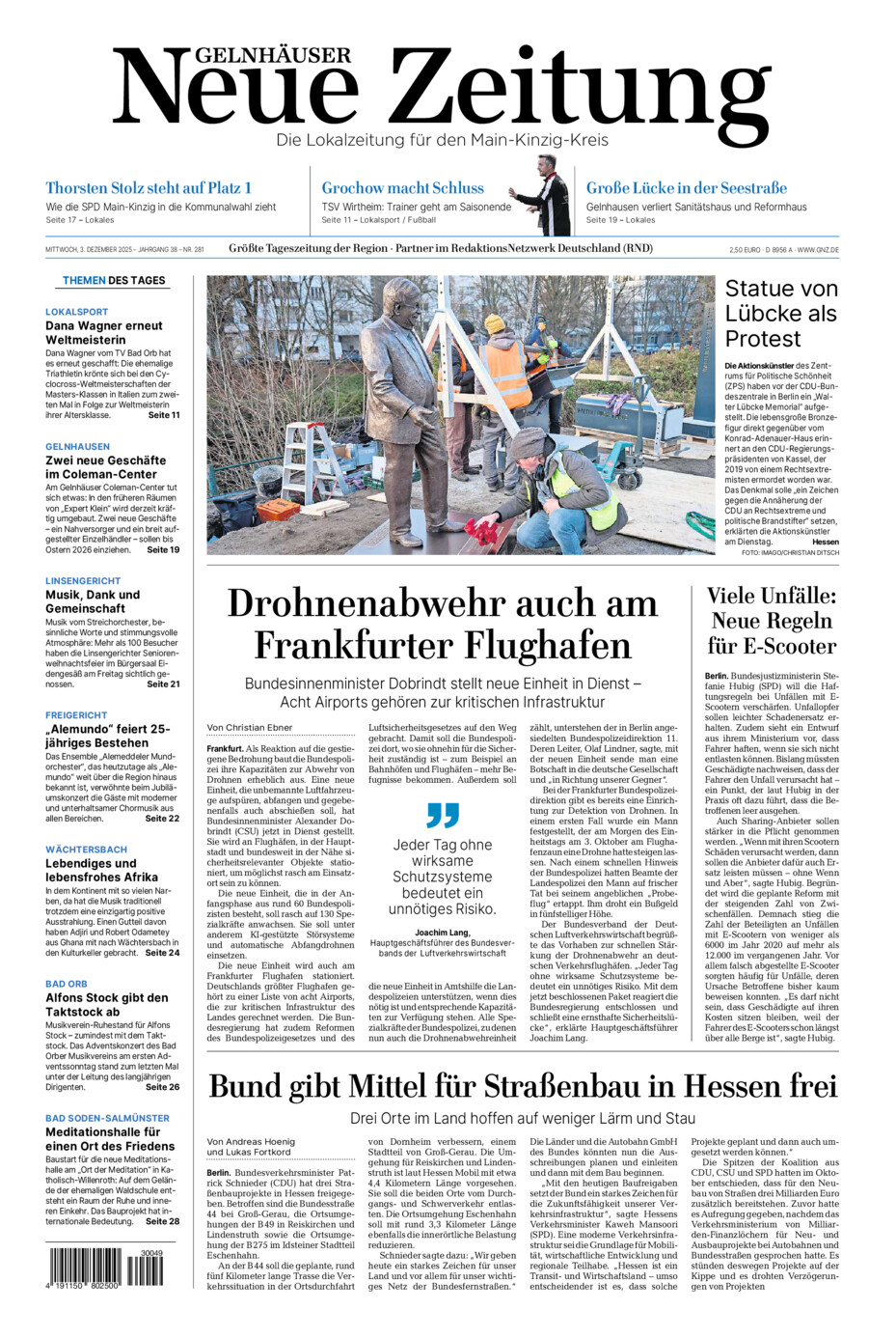 Gelnhäuser Neue Zeitung vom Mittwoch, 03.12.2025