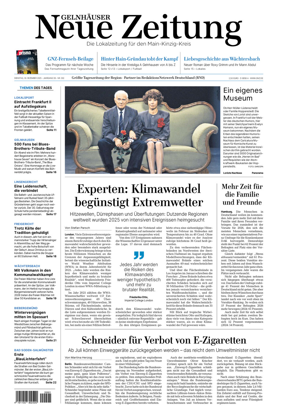Gelnhäuser Neue Zeitung vom Dienstag, 30.12.2025