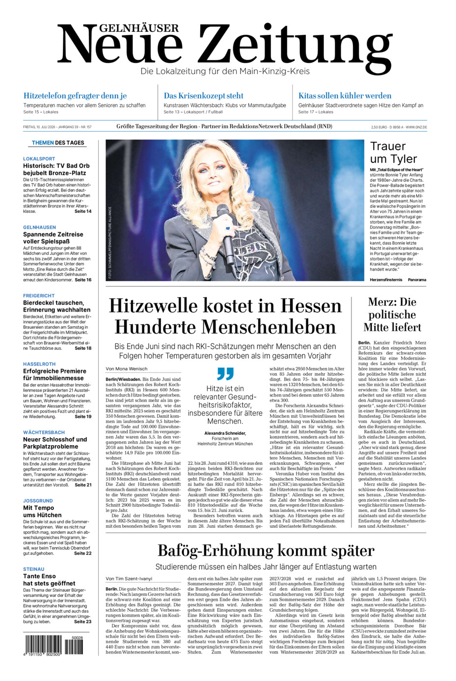 Gelnhäuser Neue Zeitung vom Freitag, 10.07.2026