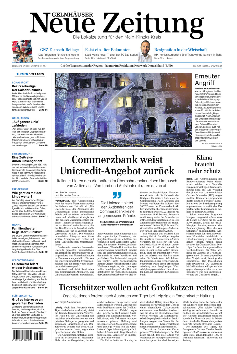Gelnhäuser Neue Zeitung vom Dienstag, 19.05.2026