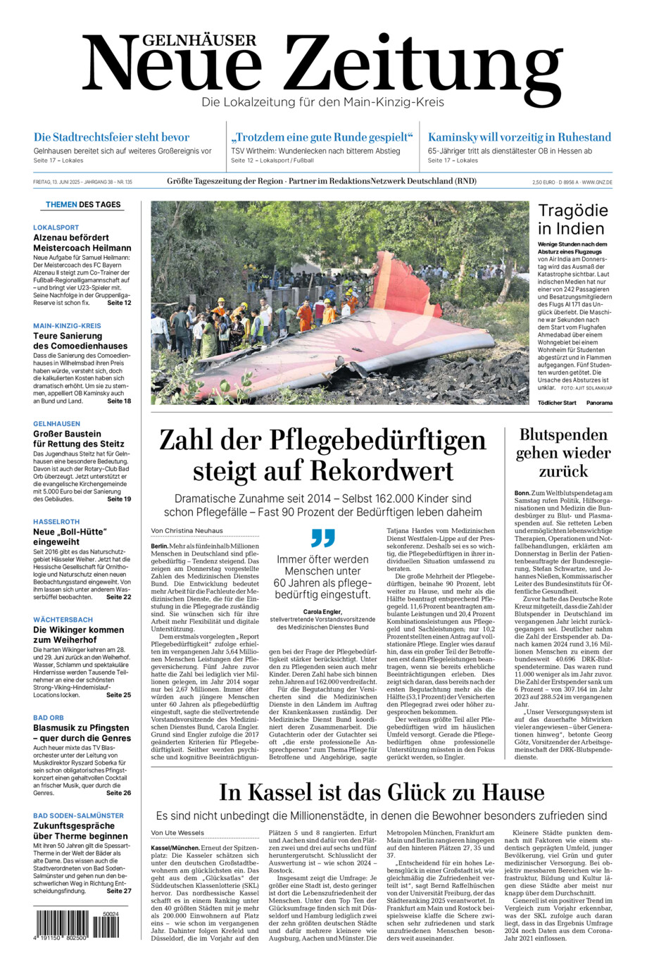Gelnhäuser Neue Zeitung vom Freitag, 13.06.2025