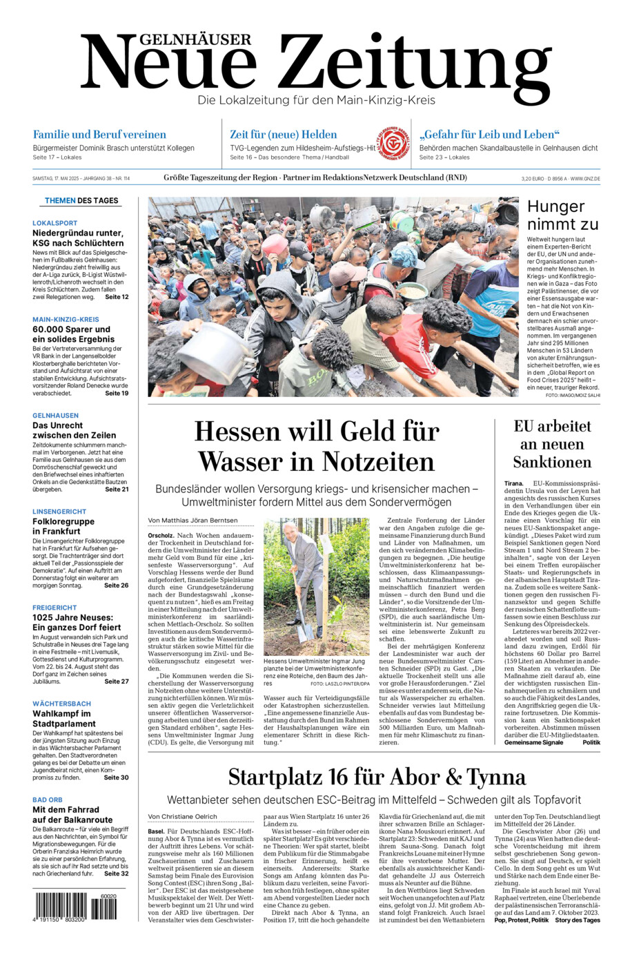 Gelnhäuser Neue Zeitung vom Samstag, 17.05.2025