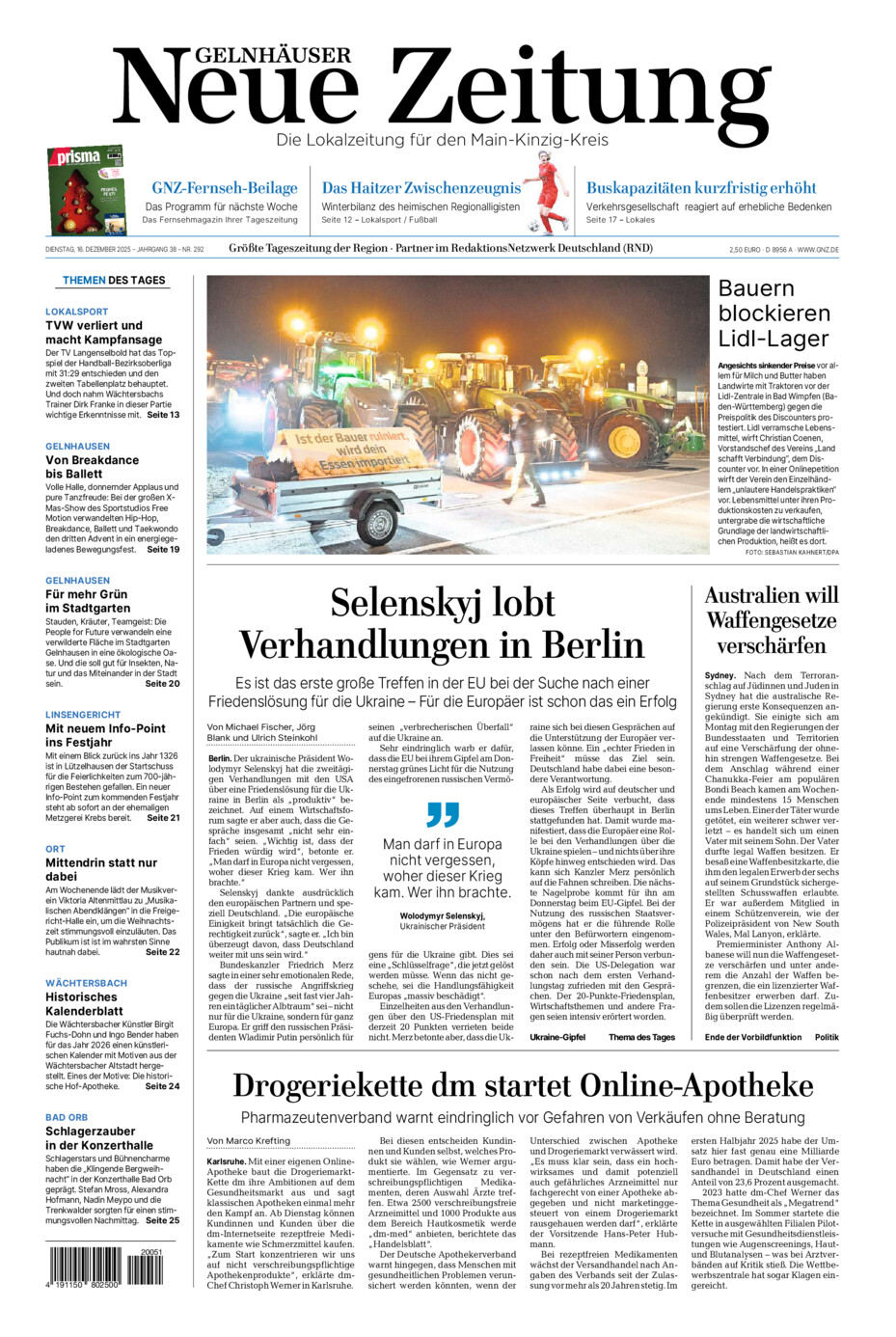 Gelnhäuser Neue Zeitung vom Dienstag, 16.12.2025