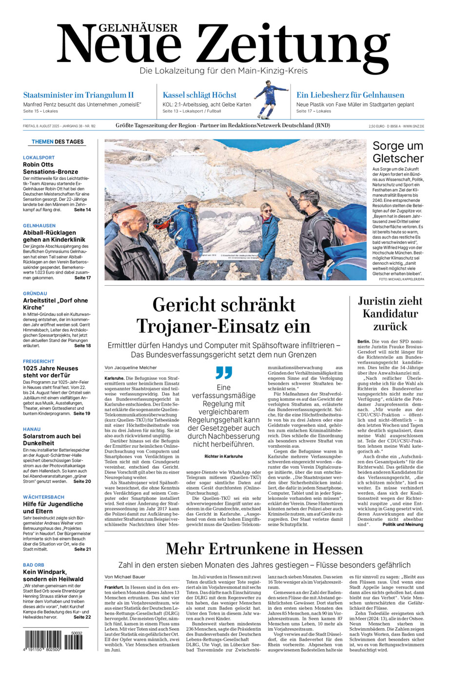 Gelnhäuser Neue Zeitung vom Freitag, 08.08.2025