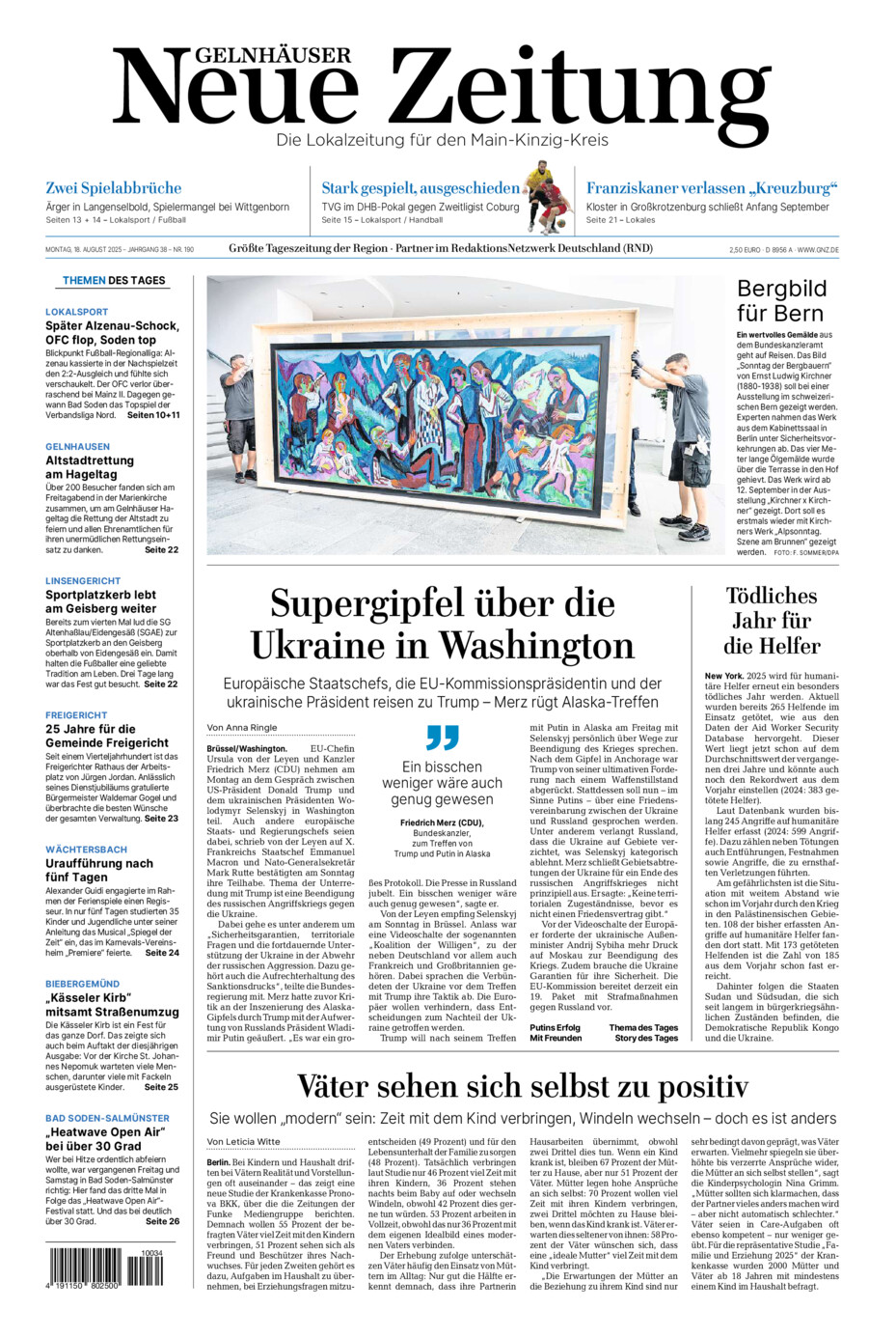 Gelnhäuser Neue Zeitung vom Montag, 18.08.2025