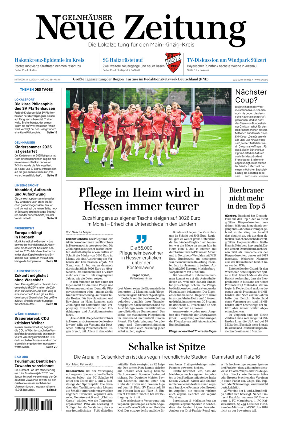 Gelnhäuser Neue Zeitung vom Mittwoch, 23.07.2025