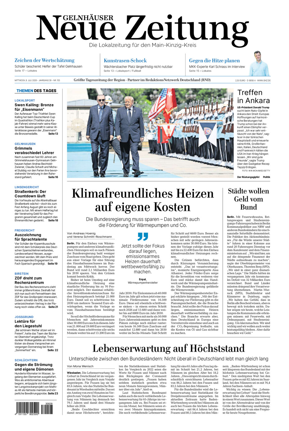 Gelnhäuser Neue Zeitung vom Mittwoch, 08.07.2026