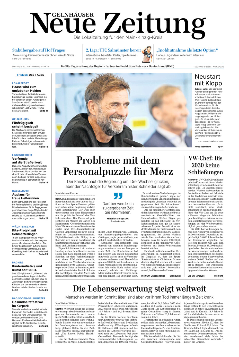Gelnhäuser Neue Zeitung vom Samstag, 25.07.2026