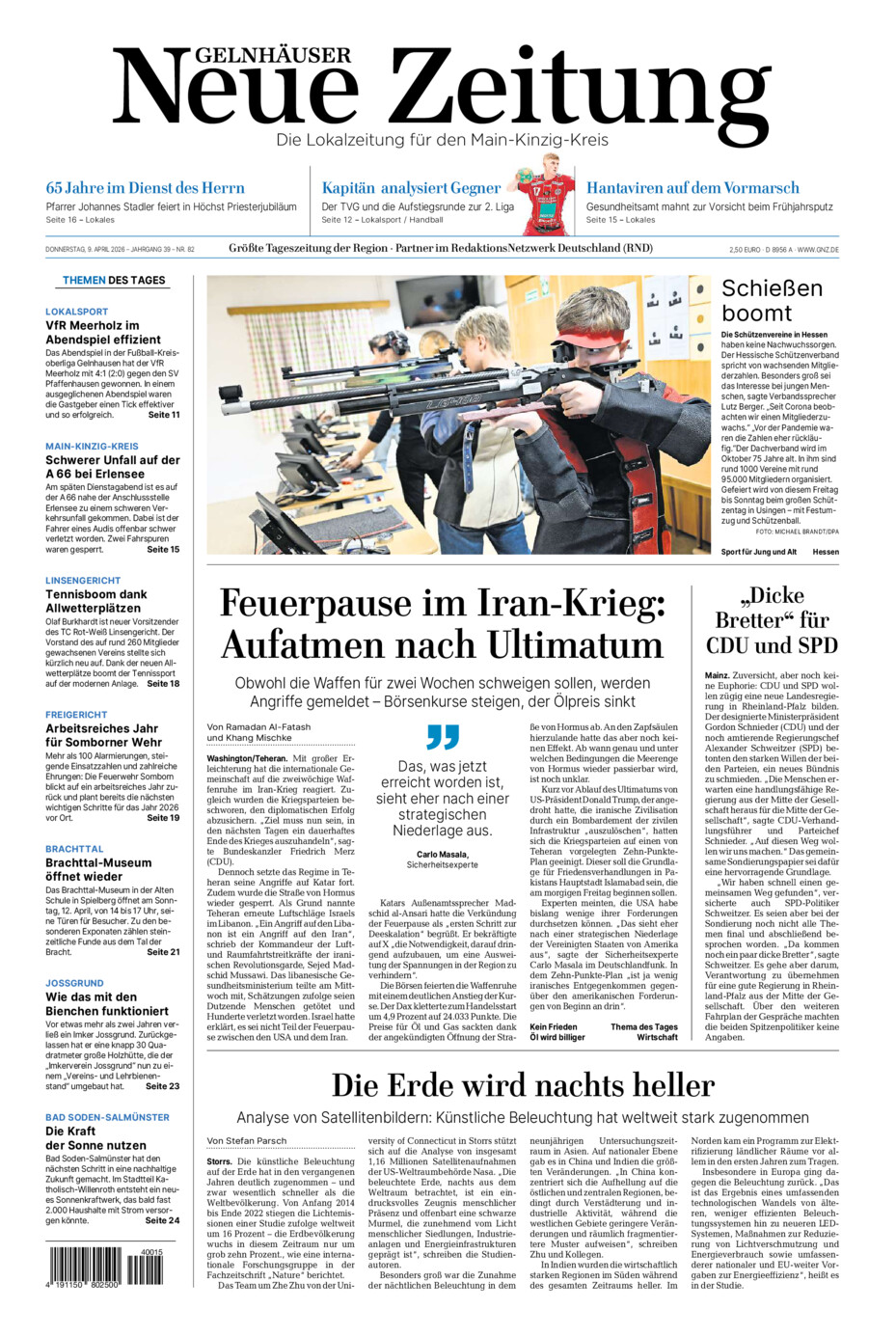 Gelnhäuser Neue Zeitung vom Donnerstag, 09.04.2026