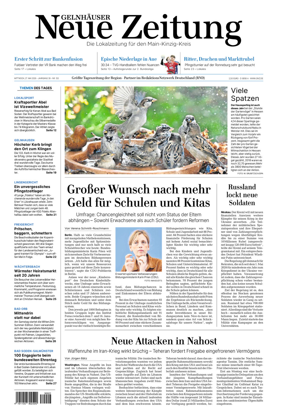 Gelnhäuser Neue Zeitung vom Mittwoch, 27.05.2026