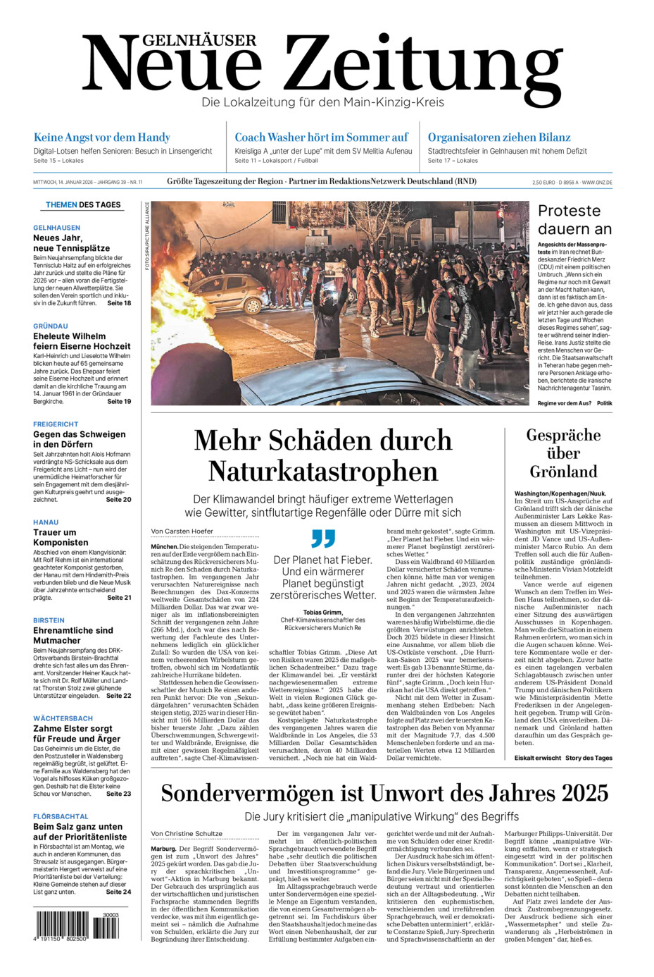 Gelnhäuser Neue Zeitung vom Mittwoch, 14.01.2026
