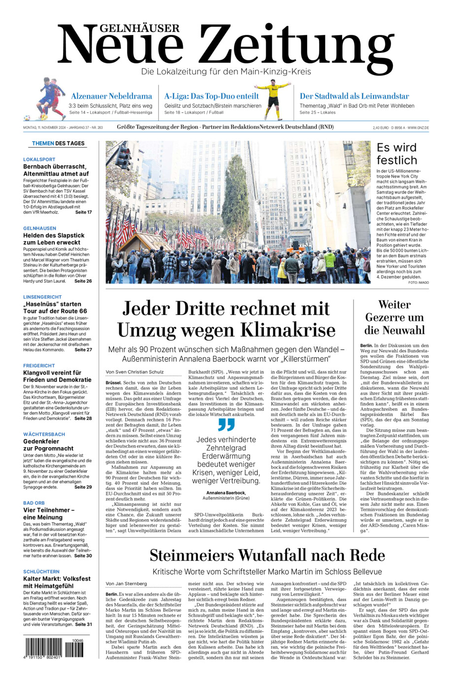 Gelnhäuser Neue Zeitung vom Montag, 11.11.2024